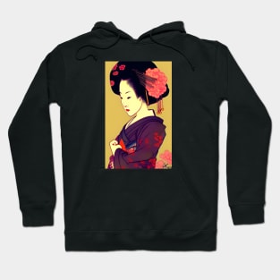 Traditional geisha art with flowers Hoodie